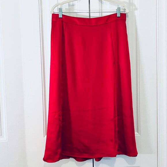 Draper James Elastic Back Satin Midi Skirt in Red (L) New with Tags - Picture 5 of 14